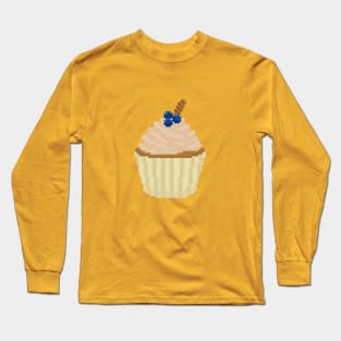 Cream coloured cupcake pixel art Long Sleeve T-Shirt